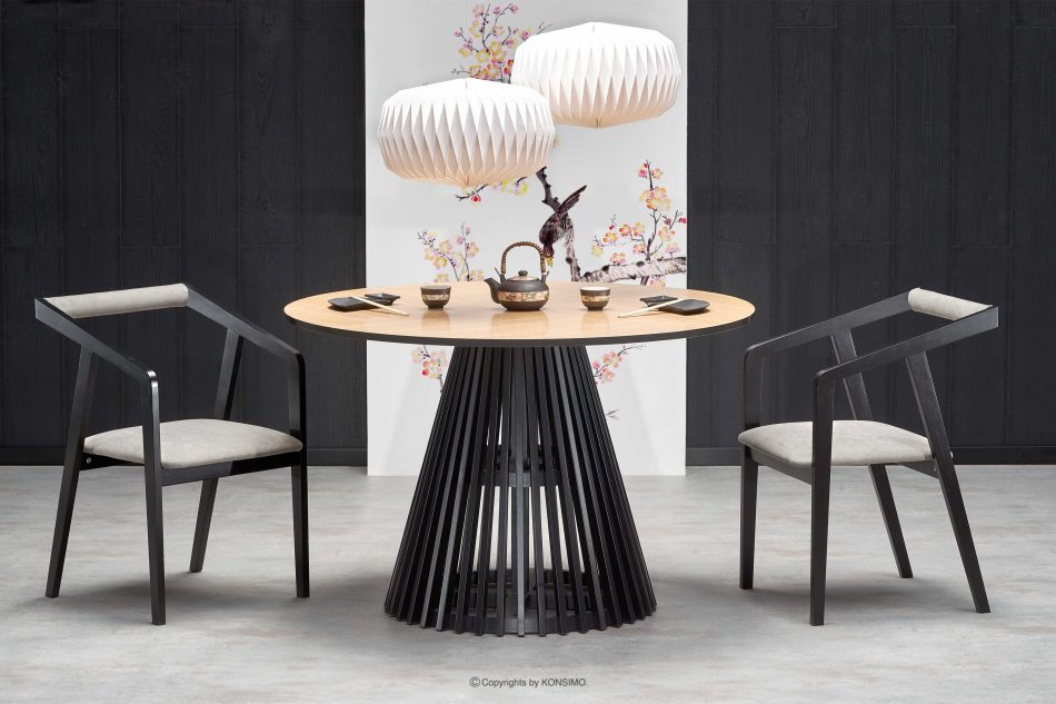 SOMA Okrúhly stôl v štýle Loft 120 cm na jednej nohe dub/čierna - obrázok 1