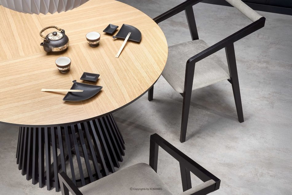 SOMA Okrúhly stôl v štýle Loft 120 cm na jednej nohe dub/čierna - obrázok 7