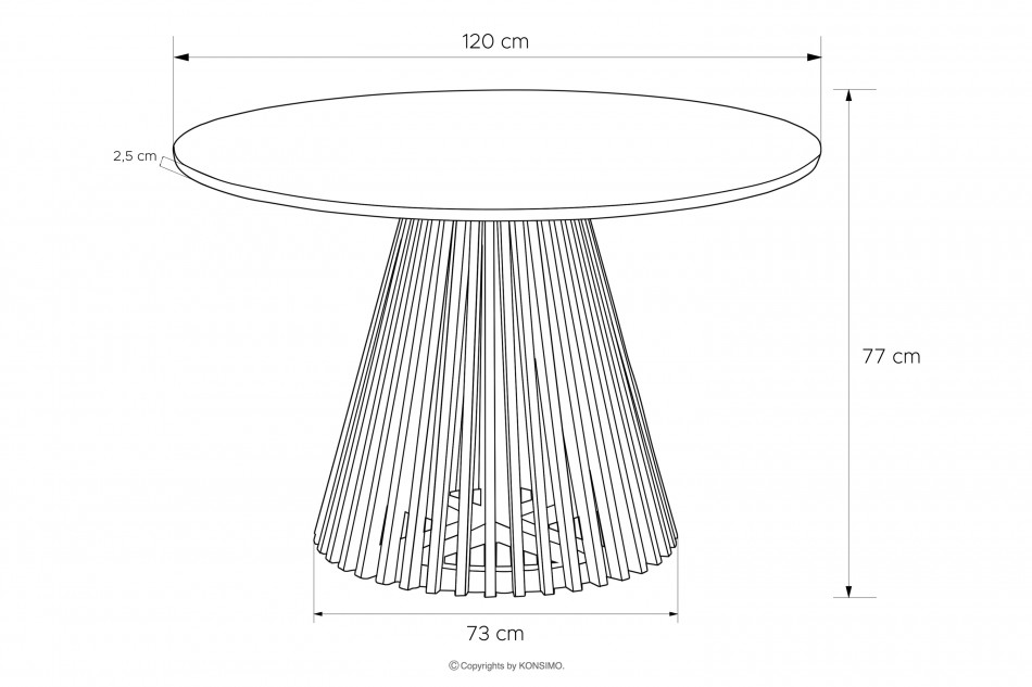 SOMA Okrúhly stôl v štýle Loft 120 cm na jednej nohe dub/čierna - obrázok 9