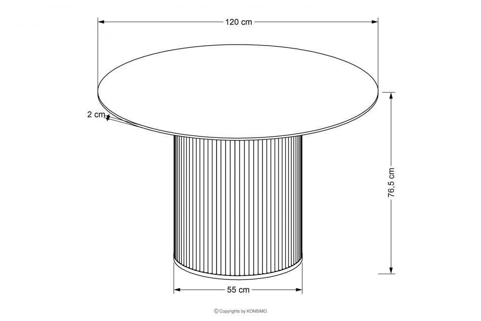 MIRA Okrúhly stôl 120 cm v škandinávskom štýle na jednej nohe biela/orechová - obrázok 9