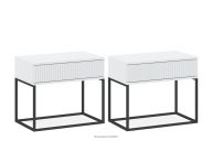 Veľký nočný stolík so zásuvkou moderný biely 2 ks