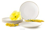 Dezertný tanier tvrdý porcelán ecru/zlatá