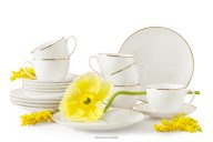 Kávová súprava tvrdý porcelán ecru/zlatá 6 osôb (18 ks)