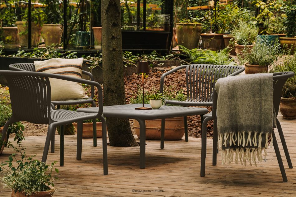 FICCARI Veľký záhradný stolík polypropylén so sklenenými vláknami sivá šedý - obrázok 1