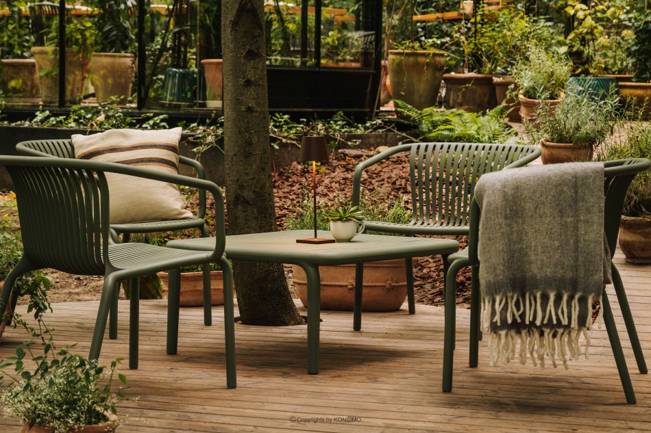 FICCARI Veľký záhradný stolík polypropylén so sklenenými vláknami olivová olivový - obrázok 1