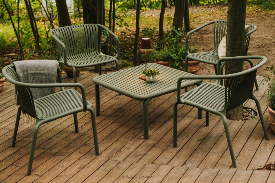 FICCARI Veľký záhradný stolík polypropylén so sklenenými vláknami olivová olivový - obrázok 5