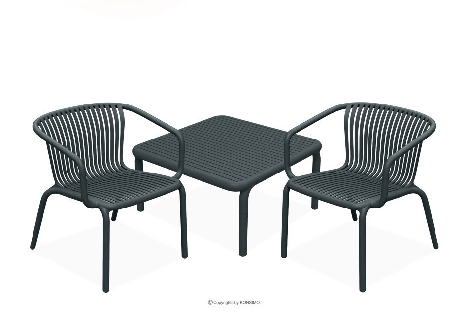 FICCARI Sada záhradného nábytku kreslá a konferenčný stolík antracitová farba antracitový - obrázok 0