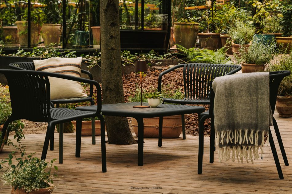 FICCARI Sada záhradného nábytku kreslá a konferenčný stolík antracitová farba antracitový - obrázok 1