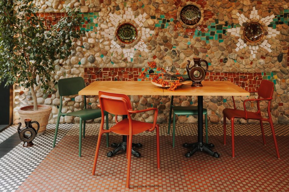 GALIO Záhradná stolička s podrúčkou z ekologického materiálu oranžová oranžový - obrázok 1