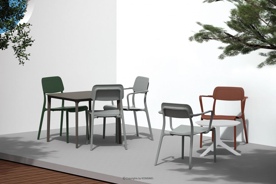 GALIO Kruhový záhradný stolík z ekologického plastu biely biela - obrázok 1