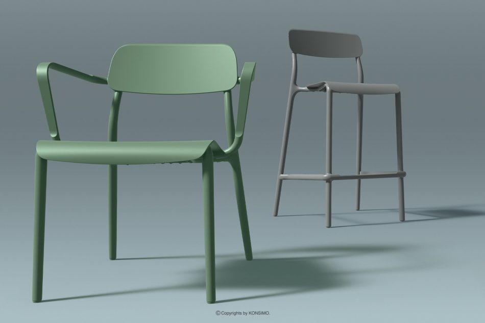 GALIO Záhradný barový stolička z ekologického materiálu 2 ks sivá šedý - obrázok 1