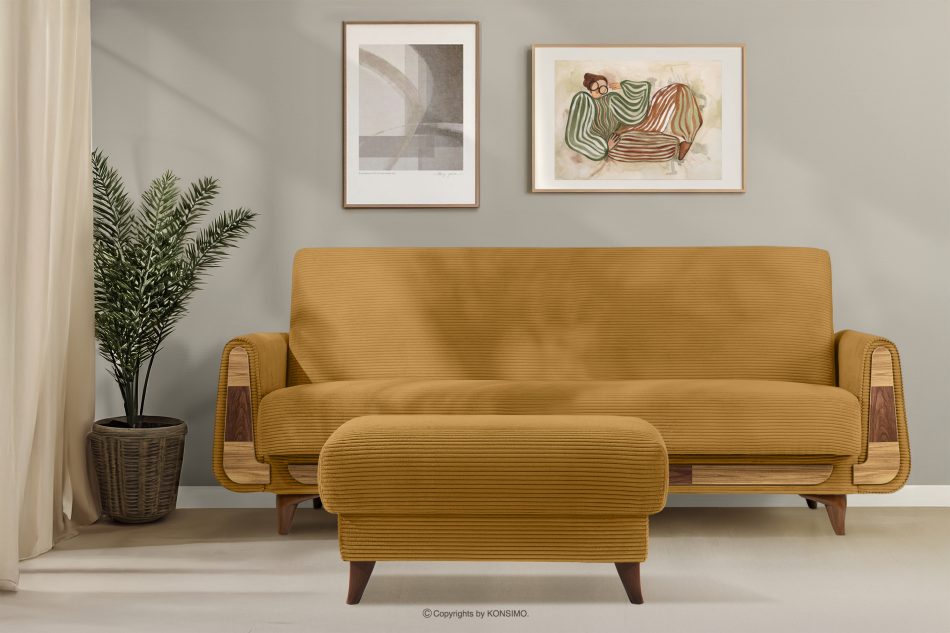 GUSTAVO II Puf do obývacej izby s úložným priestorom tkanina striž žltá žltá - obrázok 6