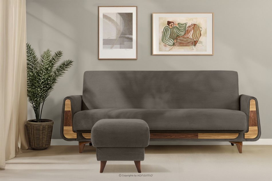 GUSTAVO II Podnožka do obývacej izby s úložným priestorom tkanina štruktúrovaná sivobéžová sivobéžová - obrázok 1