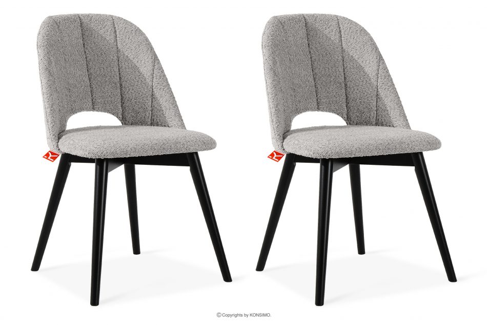 TINO Čalúnená jedálenská stolička boucle oceľová/čierna 2 ks. oceľ/čierna - obrázok 0