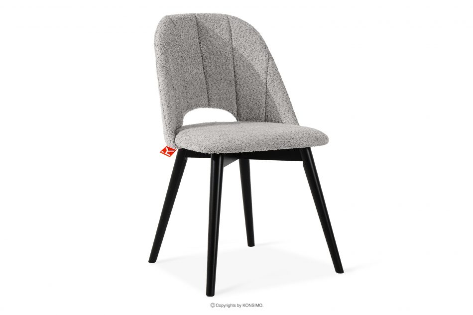 TINO Čalúnená jedálenská stolička boucle oceľová/čierna 2 ks. oceľ/čierna - obrázok 2