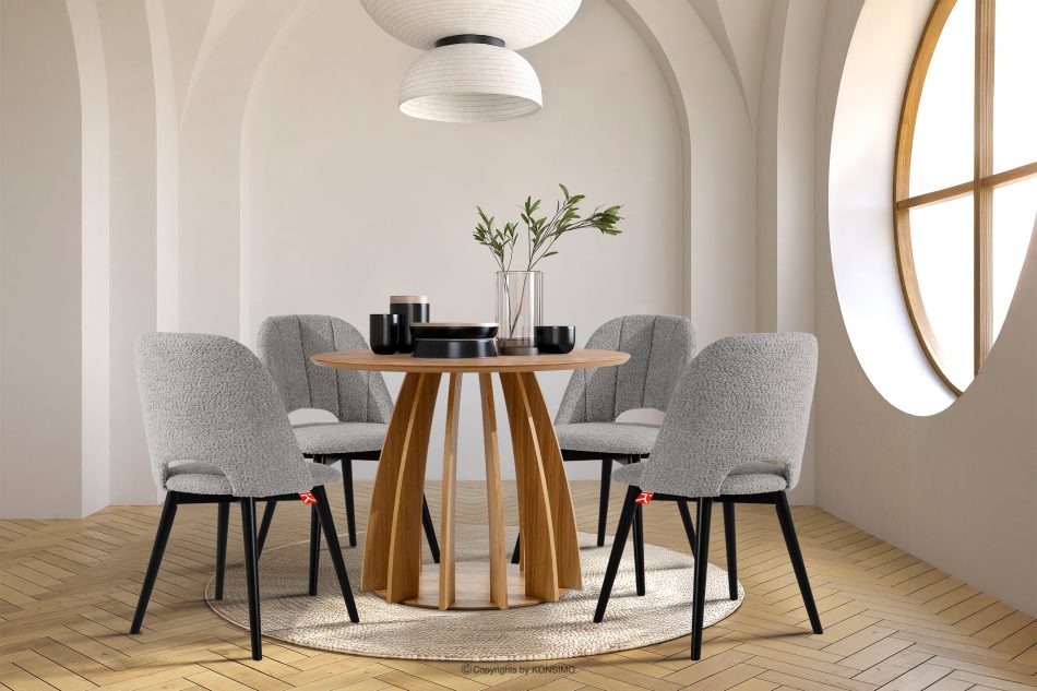 TINO Čalúnená jedálenská stolička boucle oceľová/čierna 2 ks. oceľ/čierna - obrázok 9