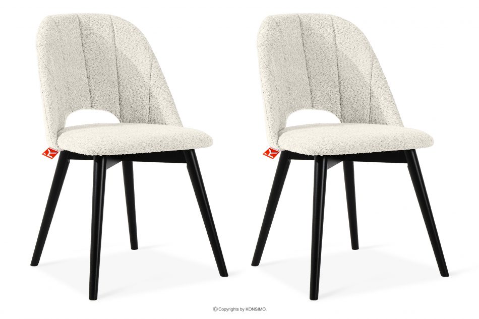 TINO Čalúnená jedálenská stolička boucle biela/čierna 2 ks. biela/čierna - obrázok 0