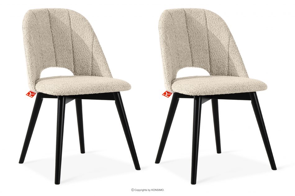 TINO Čalúnená jedálenská stolička boucle svetlá béžová/čierna 2 ks. svetlá béžová/čierna - obrázok 0