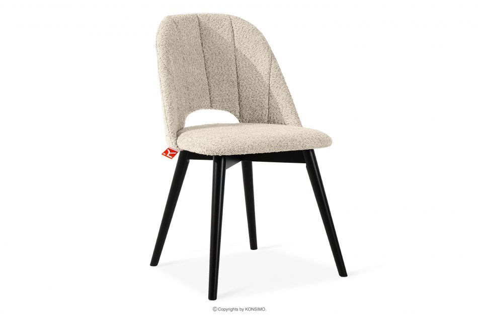 TINO Čalúnená jedálenská stolička boucle svetlá béžová/čierna 2 ks. svetlá béžová/čierna - obrázok 2