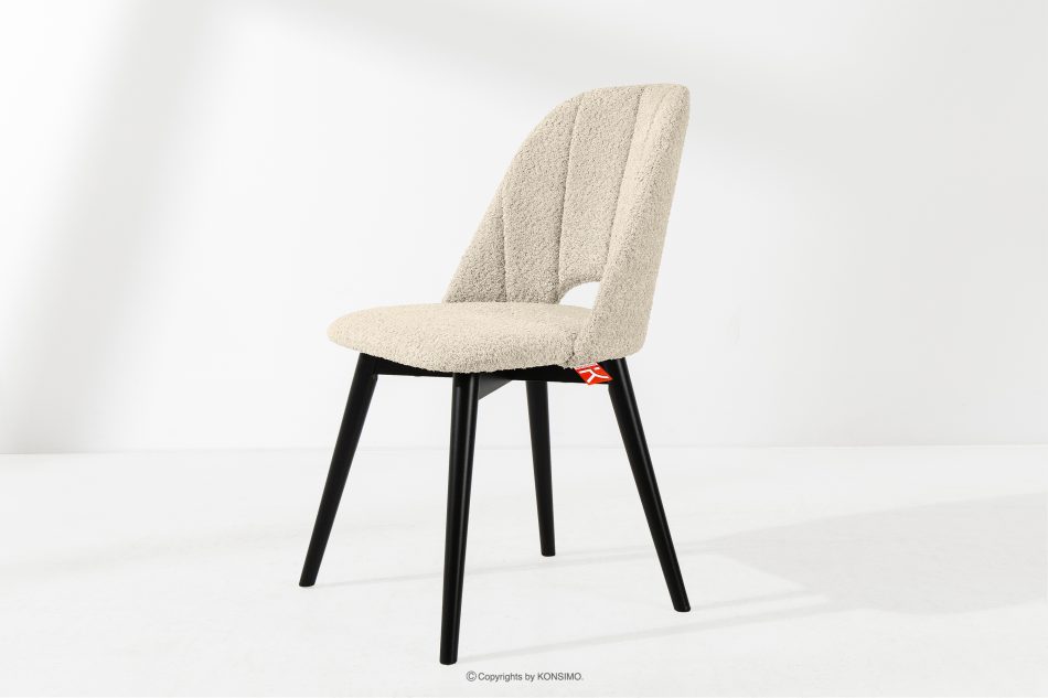 TINO Čalúnená jedálenská stolička boucle svetlá béžová/čierna 2 ks. svetlá béžová/čierna - obrázok 1