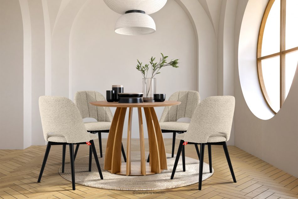 TINO Čalúnená jedálenská stolička boucle svetlá béžová/čierna 2 ks. svetlá béžová/čierna - obrázok 9