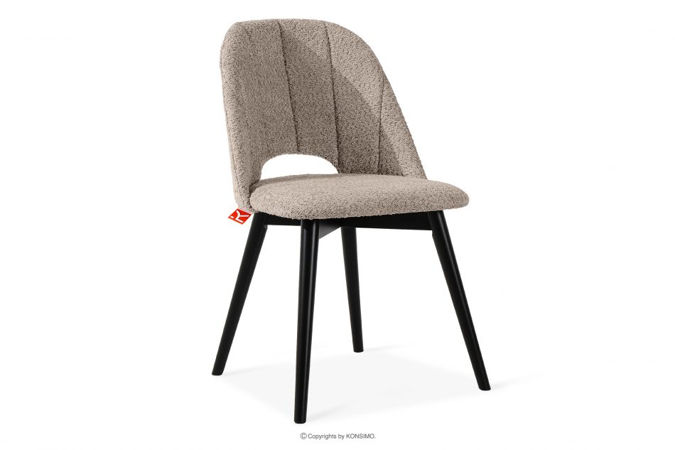 TINO Čalúnená jedálenská stolička boucle tmavá béžová/čierna 2 ks. tmavá béžová/čierna - obrázok 2