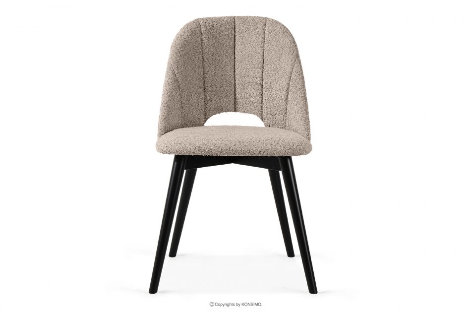 TINO Čalúnená jedálenská stolička boucle tmavá béžová/čierna 2 ks. tmavá béžová/čierna - obrázok 3