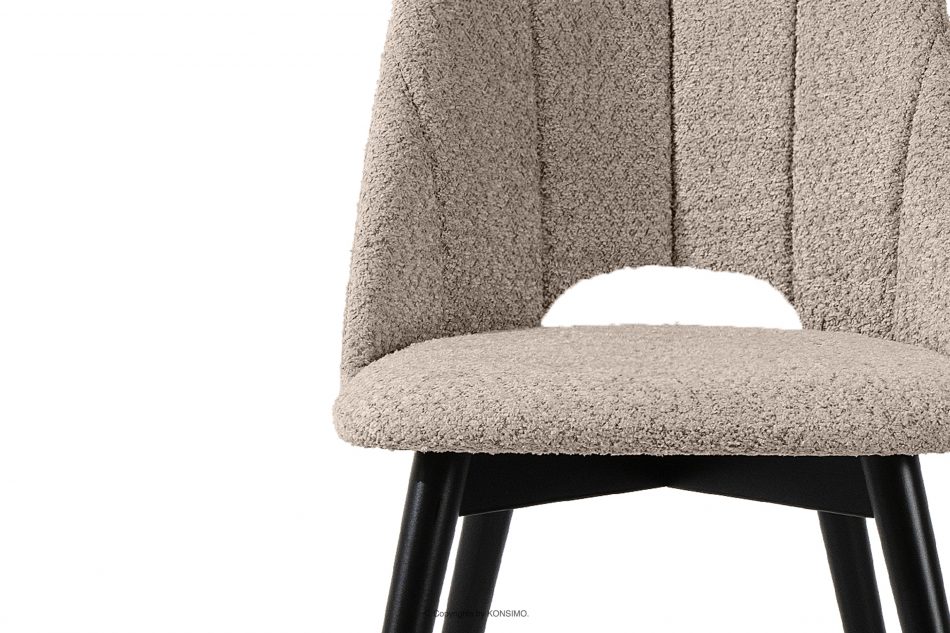 TINO Čalúnená jedálenská stolička boucle tmavá béžová/čierna 2 ks. tmavá béžová/čierna - obrázok 5