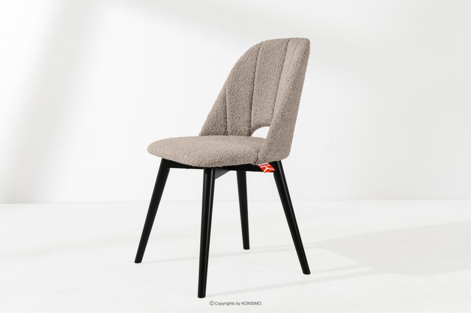 TINO Čalúnená jedálenská stolička boucle tmavá béžová/čierna 2 ks. tmavá béžová/čierna - obrázok 1