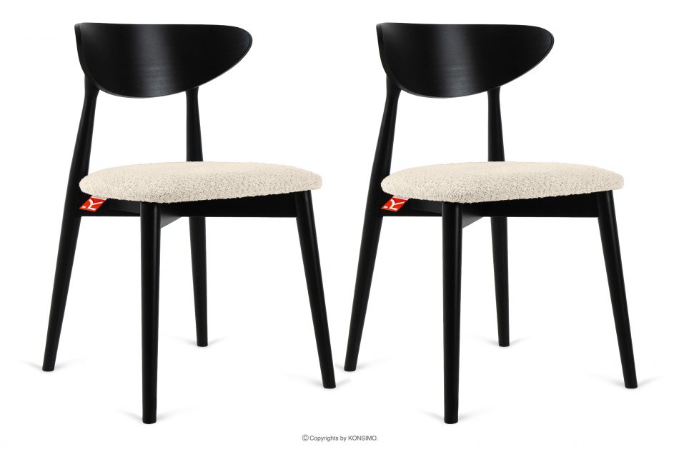 RABI Drevená stolička boucle svetlá béžová/čierna 2 ks. svetlo béžová/čierna - obrázok 0