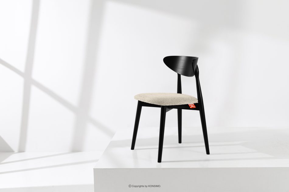 RABI Drevená stolička boucle svetlá béžová/čierna 2 ks. svetlo béžová/čierna - obrázok 1