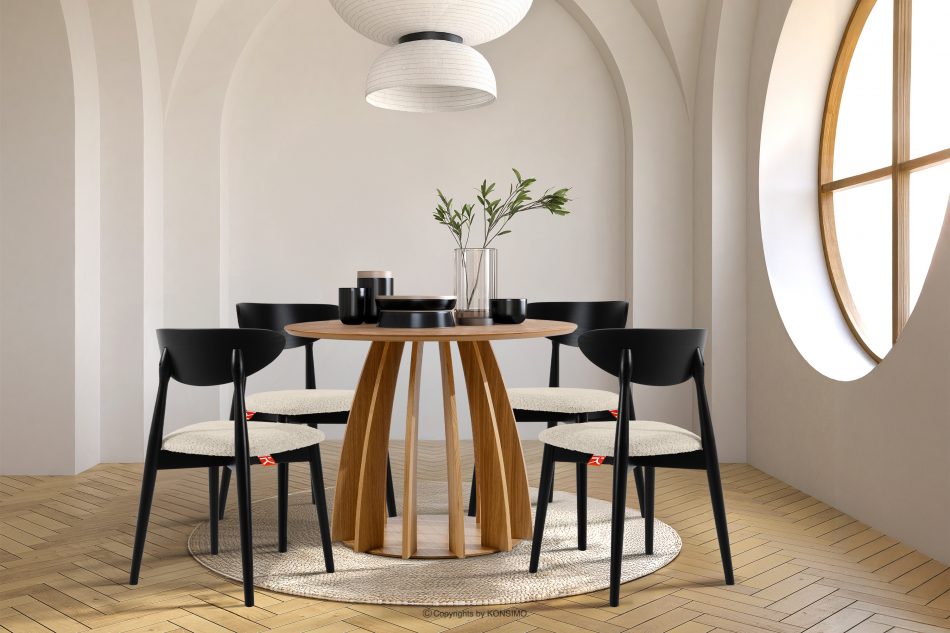 RABI Drevená stolička boucle svetlá béžová/čierna 2 ks. svetlo béžová/čierna - obrázok 9