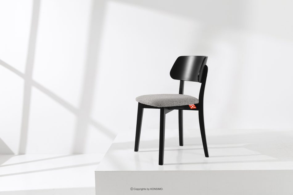 VINIS Moderná drevená stolička v látke boucle oceľ/čierna oceľ/čierna - obrázok 1