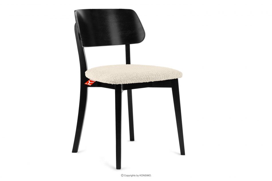 VINIS Moderná drevená stolička v látke boucle svetlo béžová/čierna svetlá béžová/čierna - obrázok 0