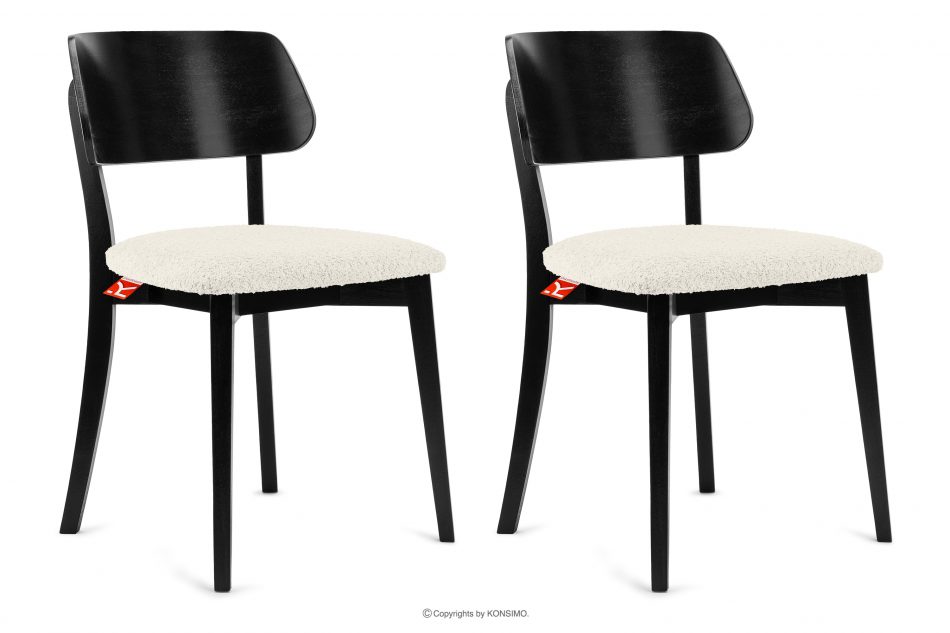 VINIS Moderná drevená stolička v látke boucle biela/čierna 2 ks. biela/čierna - obrázok 0
