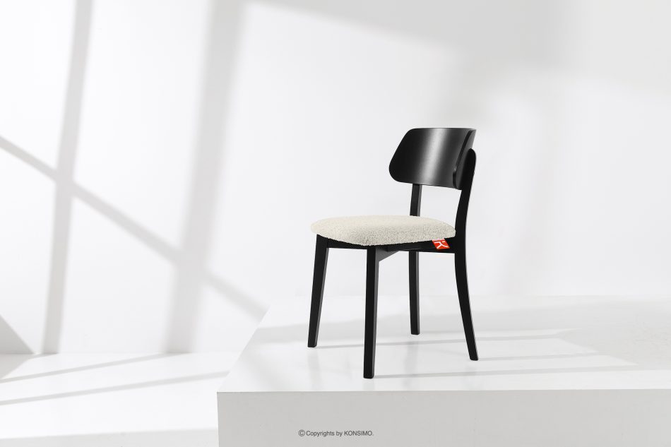 VINIS Moderná drevená stolička v látke boucle biela/čierna 2 ks. biela/čierna - obrázok 1