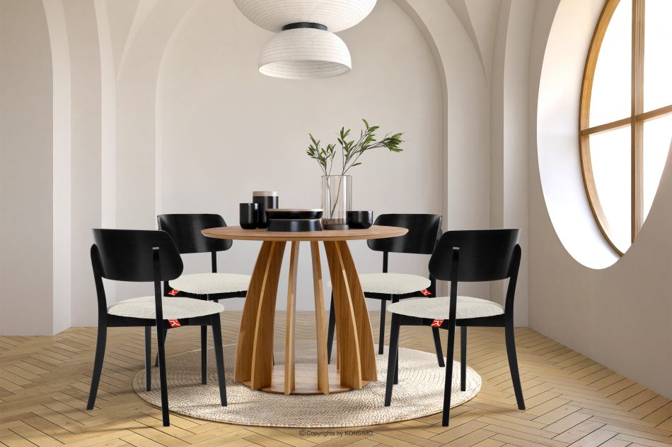 VINIS Moderná drevená stolička v látke boucle biela/čierna 2 ks. biela/čierna - obrázok 10