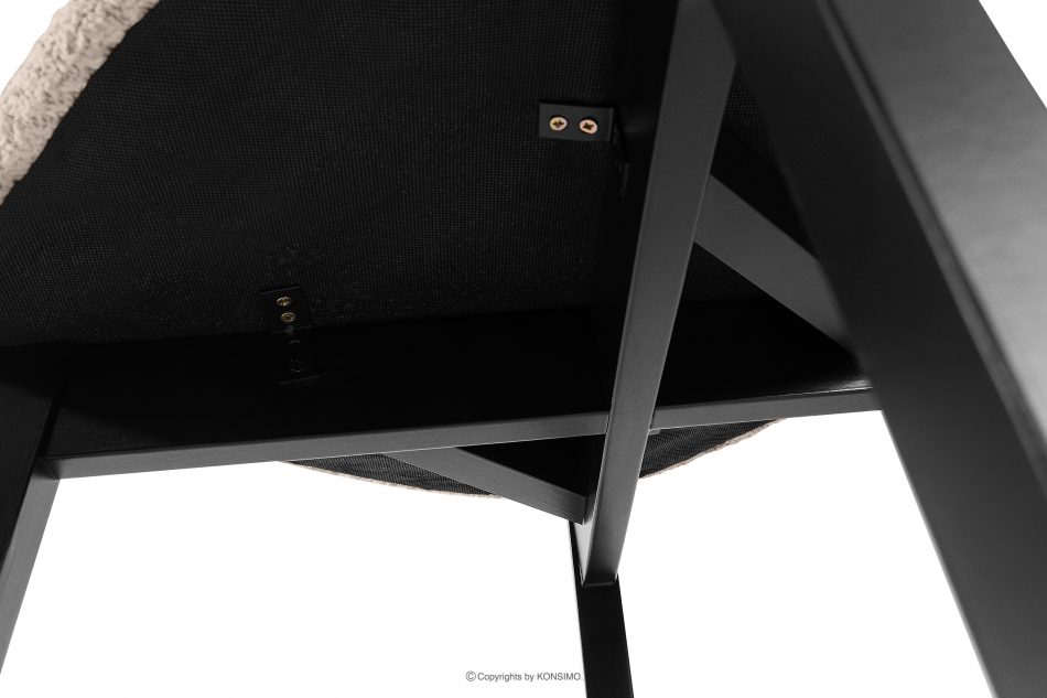 VINIS Moderná drevená stolička v látke boucle tmavá béžová/čierna 2 ks. tmavá béžová/čierna - obrázok 9