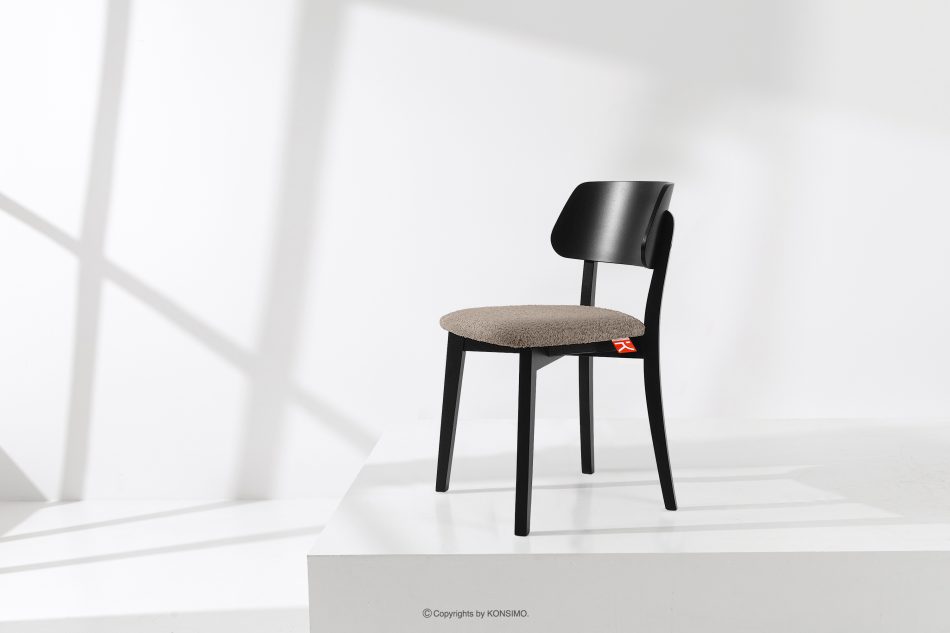 VINIS Moderná drevená stolička v látke boucle tmavá béžová/čierna 2 ks. tmavá béžová/čierna - obrázok 1