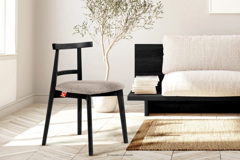 LILIO Vintage boucle stolička tmavá béžová/čierna tmavá béžová/čierna - obrázok 8