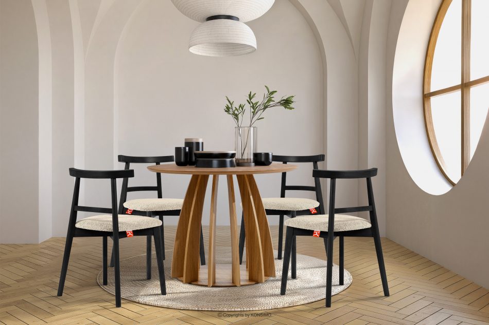 LILIO Vintage boucle chair svetlá béžová/čierna 2 ks. svetlá béžová/čierna - obrázok 9