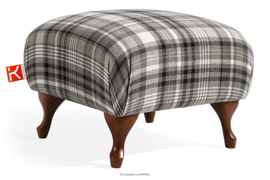 TOMIS Klasický puf do obývačky sivá tkaná látka šedá - obrázok 2