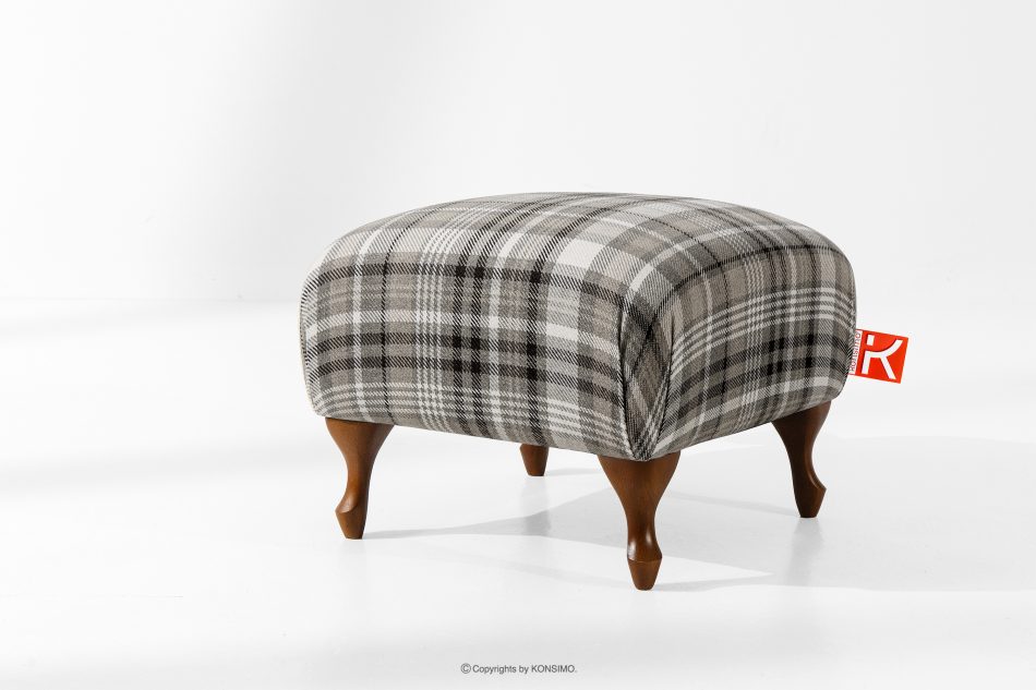 TOMIS Klasický puf do obývačky sivá tkaná látka šedá - obrázok 1