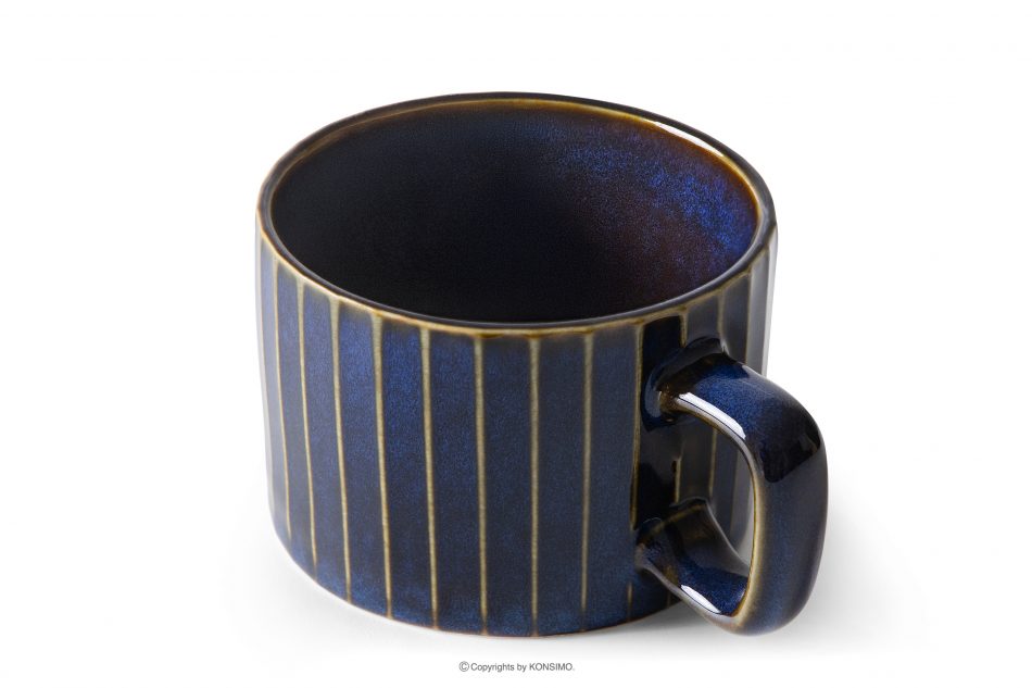 AD STRIPES Reaktívna porcelánová šálka na kávu tmavomodrá námornícka modrá - obrázok 2