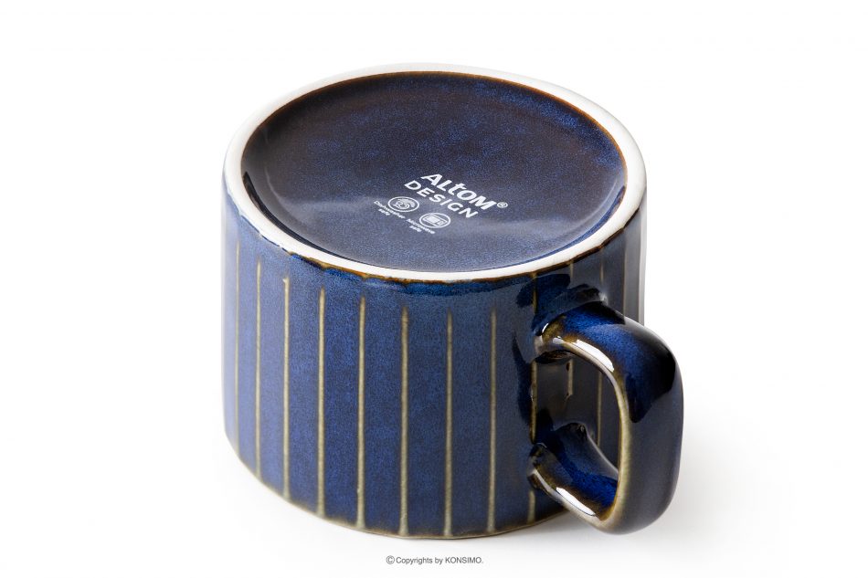 AD STRIPES Reaktívna porcelánová šálka na kávu tmavomodrá námornícka modrá - obrázok 3