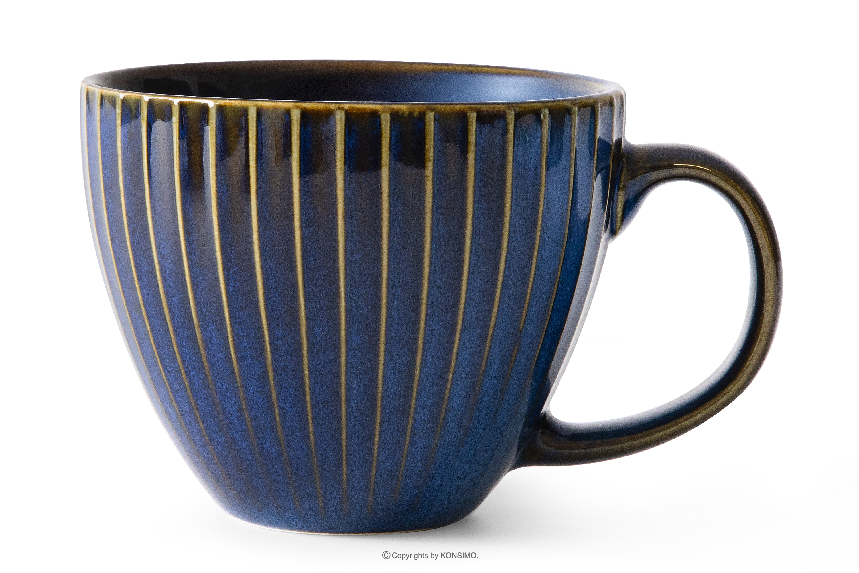 Veľká šálka z reaktívneho porcelánu námornícka modrá