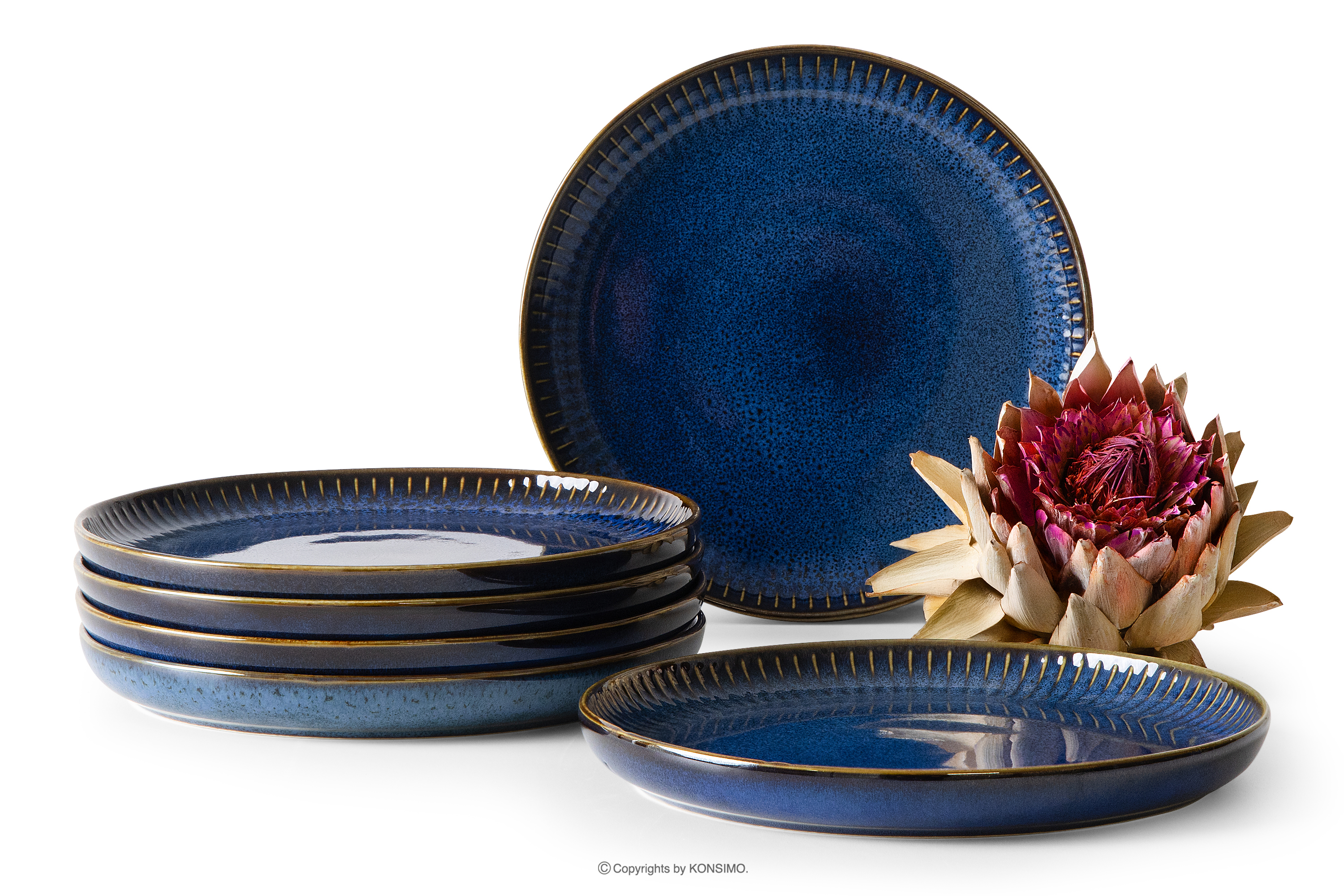 Dezertný tanier 6 ks porcelánový reaktívny tmavomodrý