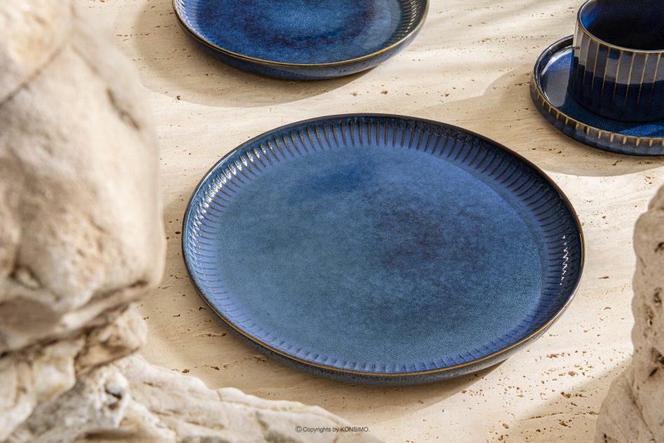 AD STRIPES Jedálenský tanier 6 ks porcelánový reaktívny tmavomodrý námornícka modrá - obrázok 8
