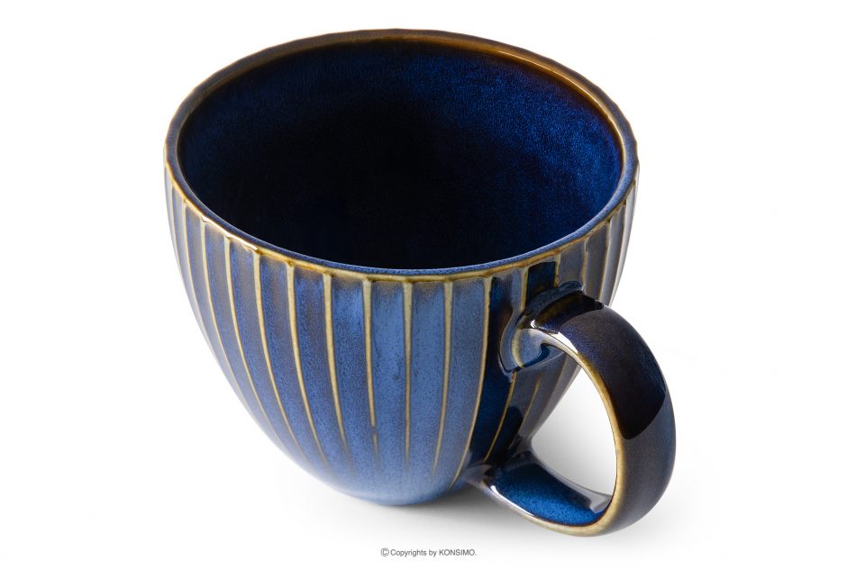 AD STRIPES Veľká šálka 6 ks porcelánová reaktívna tmavomodrá námornícka modrá - obrázok 3