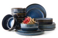 Jedálenská súprava 6 osôb (18 ks) reaktívny porcelán tmavomodrý